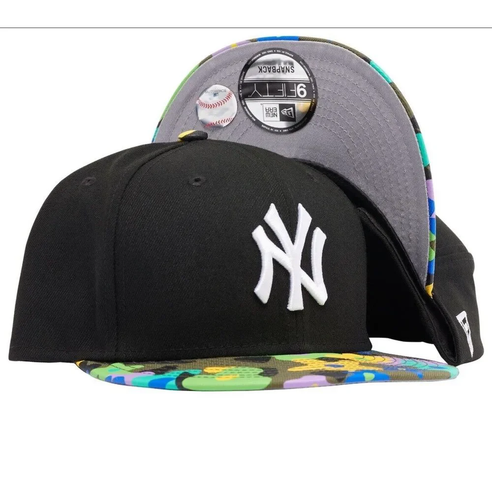New York Yankees New Era 9Fifty Black Floral Camo One Size Snapback Hat Cap